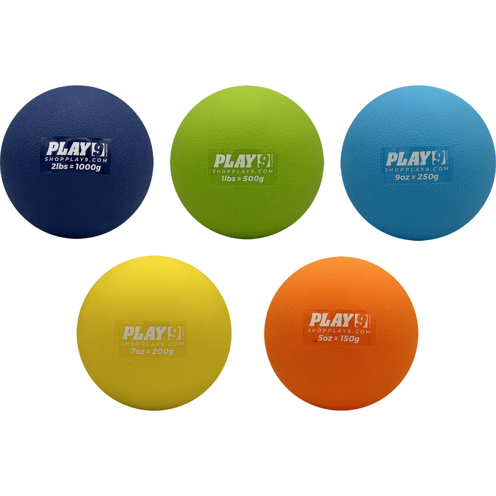 Plyo Soft Shell Weighted Ball Set 32, 21, 14, 7, 5, and  3.5oz-Pitching/Throwing Velocity Training for Baseball and Softball